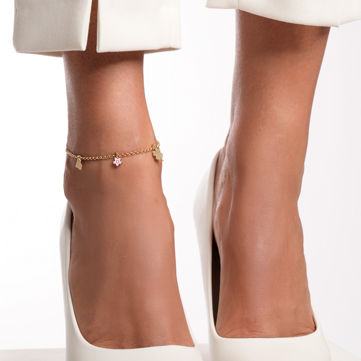  Златна гривна за крак  Locked Heart