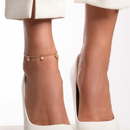  Златна гривна за крак  Locked Heart