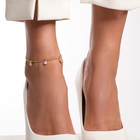  Златна гривна за крак Heart