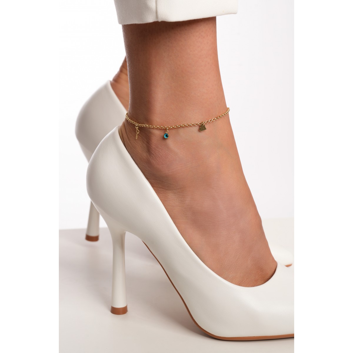 Златна гривна за крак Blue Eye