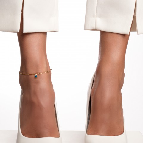 Златна гривна за крак Blue Eye Evil