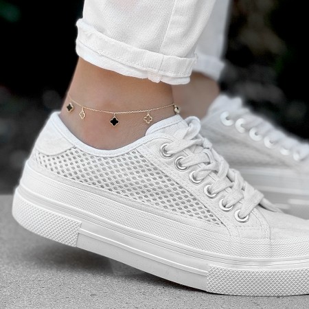 Златна гривна за крак White Clover