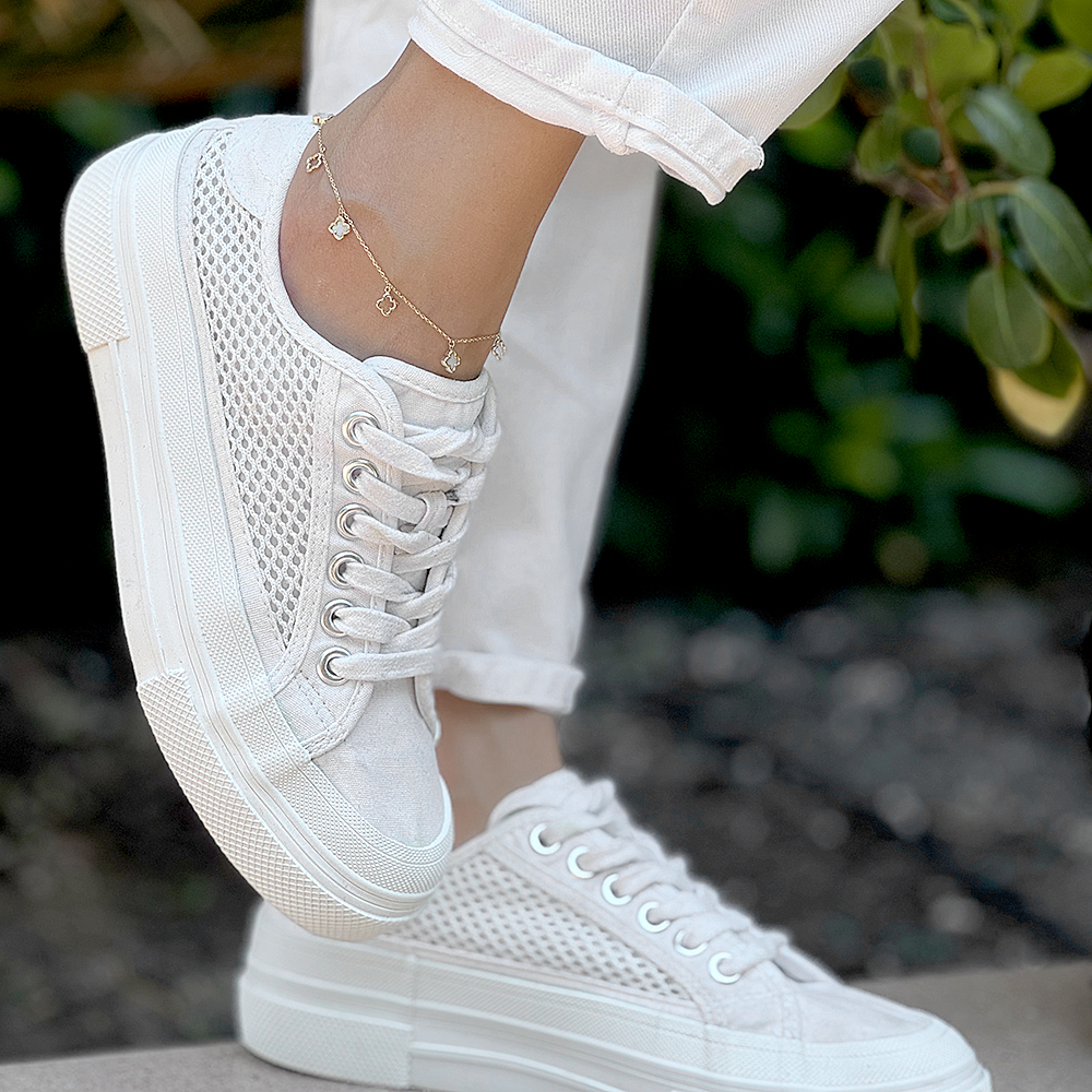 Златна гривна за крак White Clover