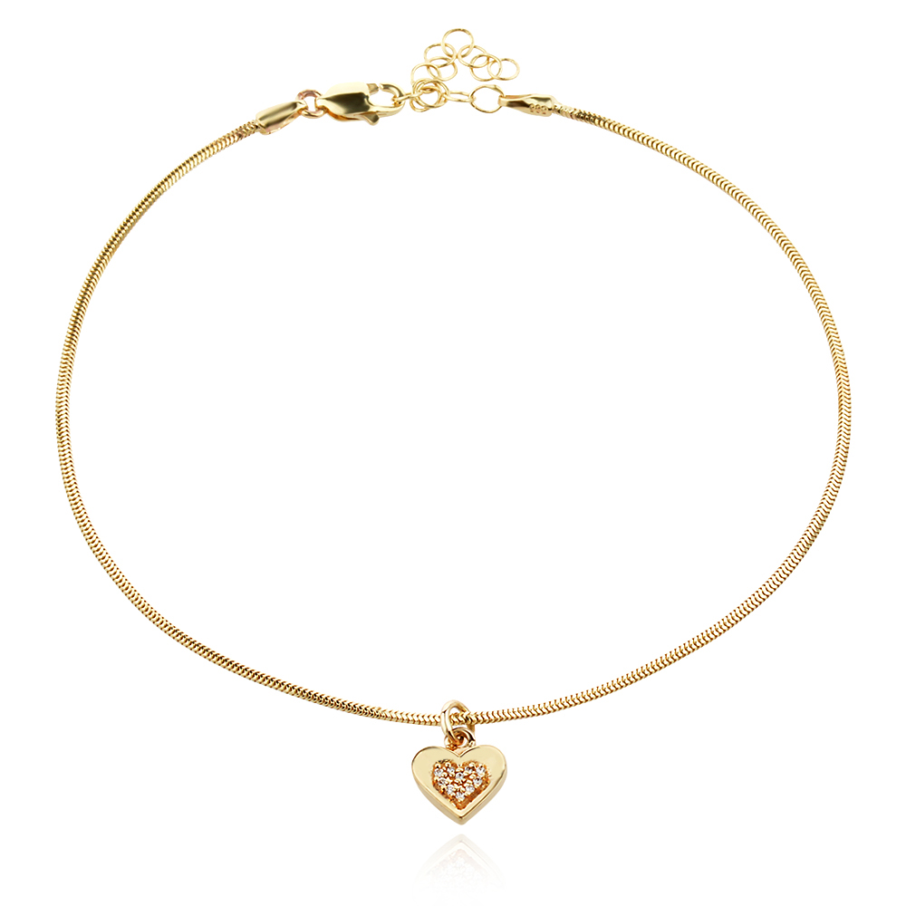 Златна гривна за крак Heart