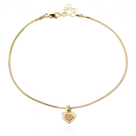 Златна гривна за крак Heart