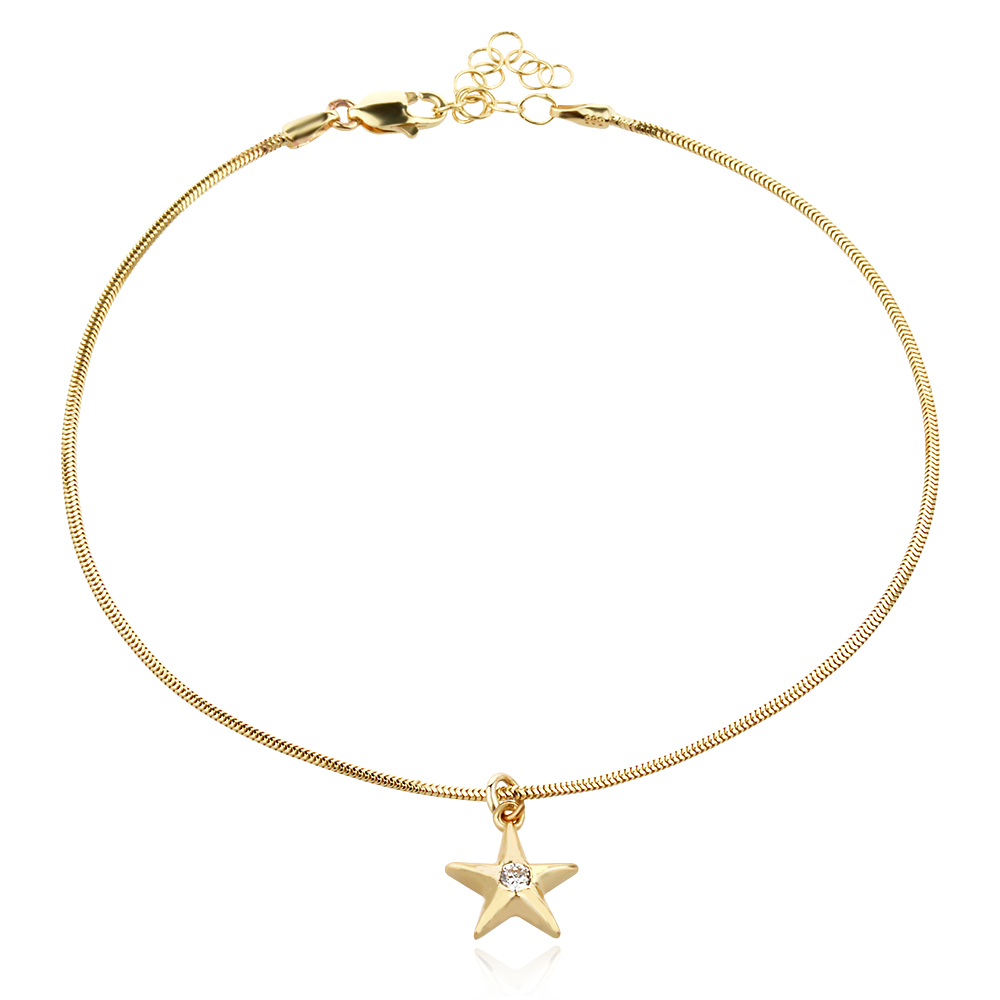 Златна гривна за крак Star